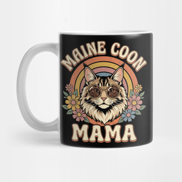 Maine Coon Mama Cat Lover Retro Rainbow by ArtistTee ⭐⭐⭐⭐⭐
