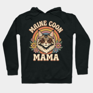 Maine Coon Mama Cat Lover Retro Rainbow Hoodie