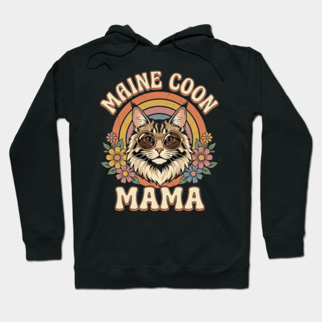 Maine Coon Mama Cat Lover Retro Rainbow Hoodie by ArtistTee ⭐⭐⭐⭐⭐