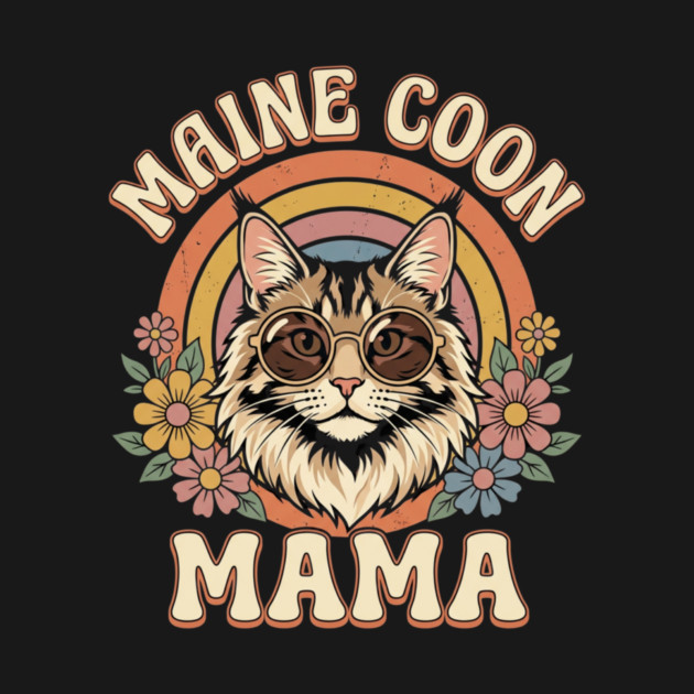 Maine Coon Mama Cat Lover Retro Rainbow by ArtistTee ⭐⭐⭐⭐⭐