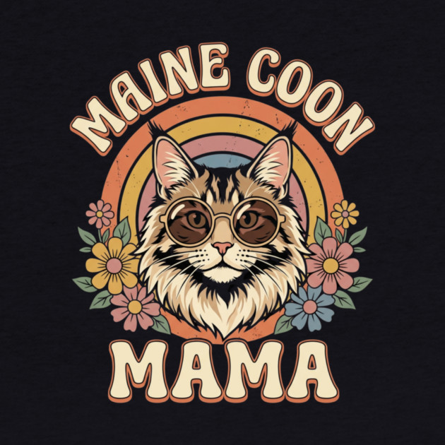 Maine Coon Mama Cat Lover Retro Rainbow by ArtistTee ⭐⭐⭐⭐⭐
