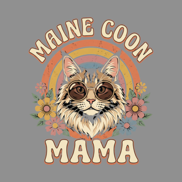 Maine Coon Mama Cat Lover Retro Rainbow by ArtistTee ⭐⭐⭐⭐⭐