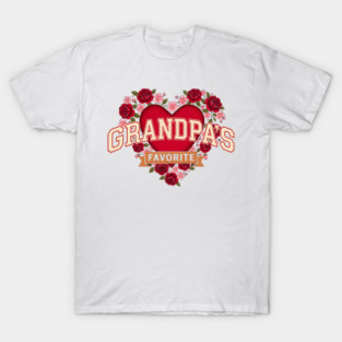 Grandpa's Favorite Floral Heart Gift T-Shirt