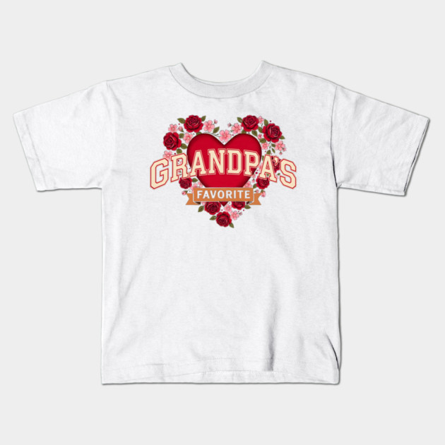 Grandpa's Favorite Floral Heart Gift Kids T-Shirt by ArtistTee ⭐⭐⭐⭐⭐
