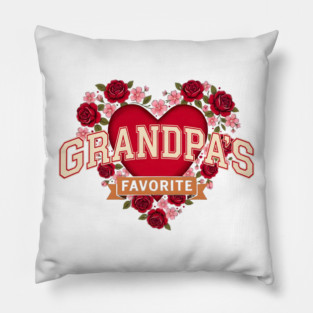 Grandpa's Favorite Floral Heart Gift Pillow