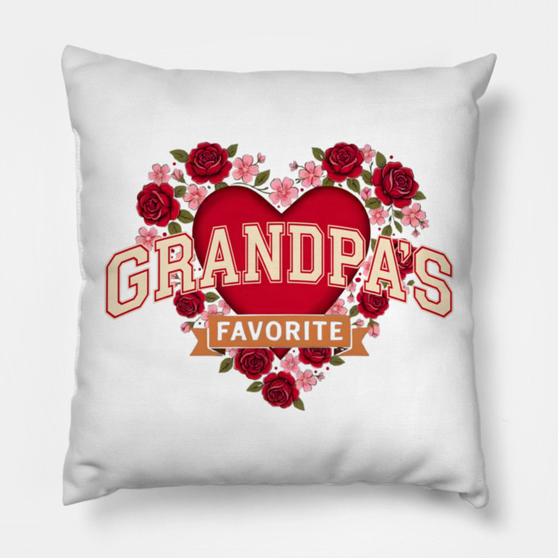 Grandpa's Favorite Floral Heart Gift Pillow by ArtistTee ⭐⭐⭐⭐⭐