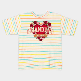 Grandpa's Favorite Floral Heart Gift Kids T-Shirt