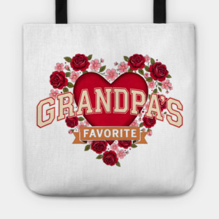 Grandpa's Favorite Floral Heart Gift Tote
