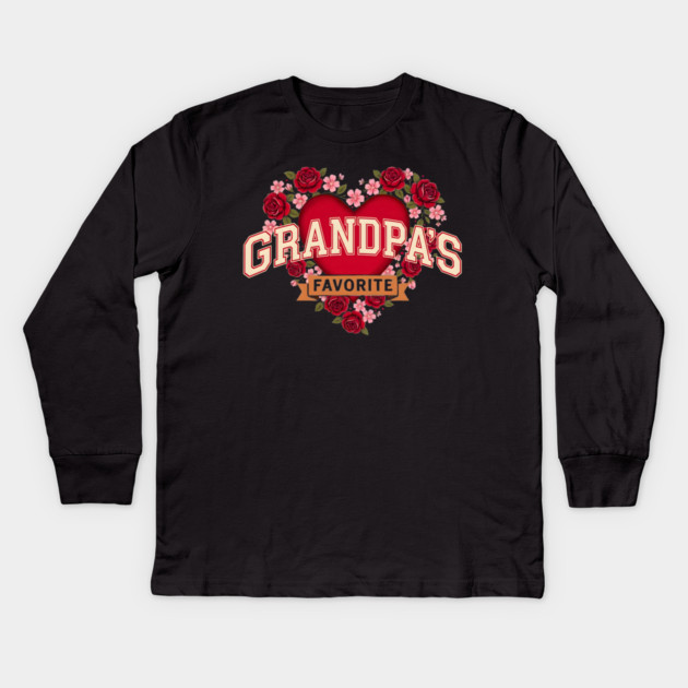 Grandpa's Favorite Floral Heart Gift Kids Long Sleeve T-Shirt by ArtistTee ⭐⭐⭐⭐⭐