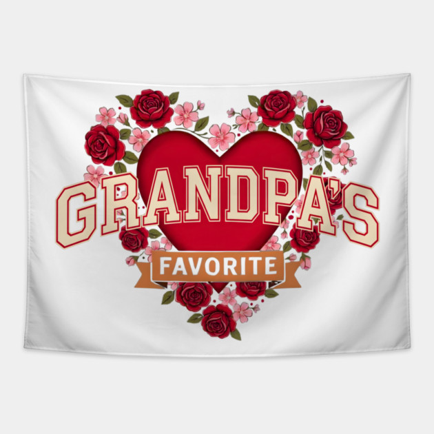 Grandpa's Favorite Floral Heart Gift Tapestry by ArtistTee ⭐⭐⭐⭐⭐