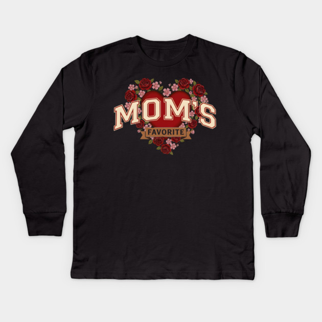 Mom's Favorite Heart Floral Mother's Day Kids Long Sleeve T-Shirt by ArtistTee ⭐⭐⭐⭐⭐