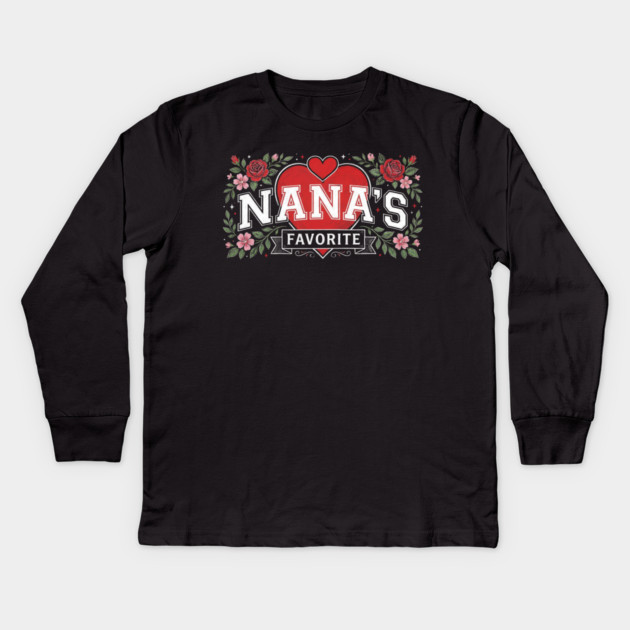 Nana's Favorite Grandmother Gift Floral Kids Long Sleeve T-Shirt by ArtistTee ⭐⭐⭐⭐⭐