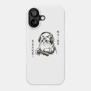 Gamer Cat Blue Eyes Japanese Aesthetic Cat Lover Phone Case