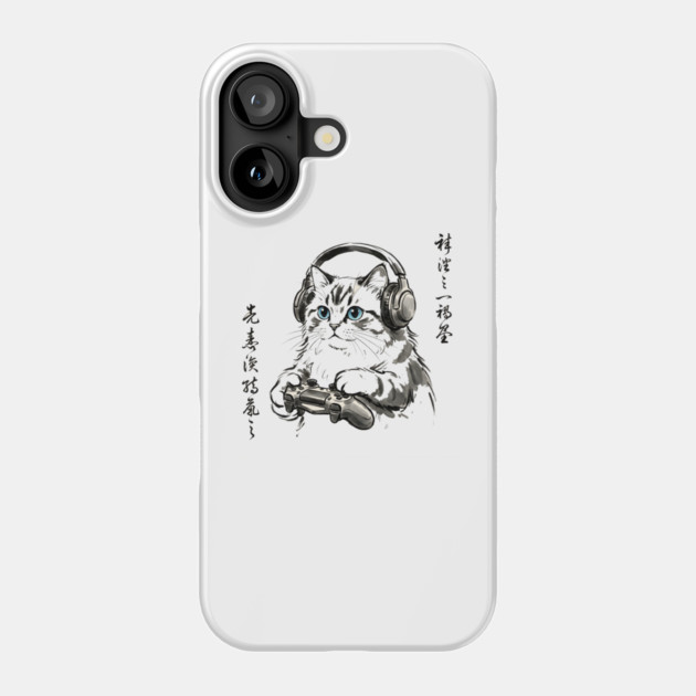 Gamer Cat Blue Eyes Japanese Aesthetic Cat Lover Phone Case by ArtistTee ⭐⭐⭐⭐⭐
