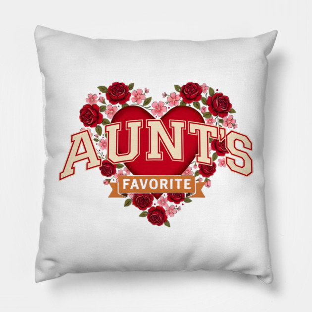 Aunt's Favorite Heart Floral Family Gift Pillow by ArtistTee ⭐⭐⭐⭐⭐