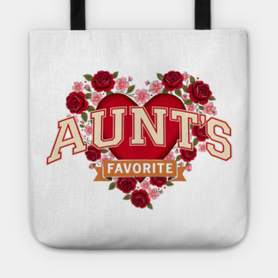 Aunt's Favorite Heart Floral Family Gift Tote