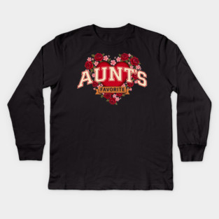 Aunt's Favorite Heart Floral Family Gift Kids Long Sleeve T-Shirt