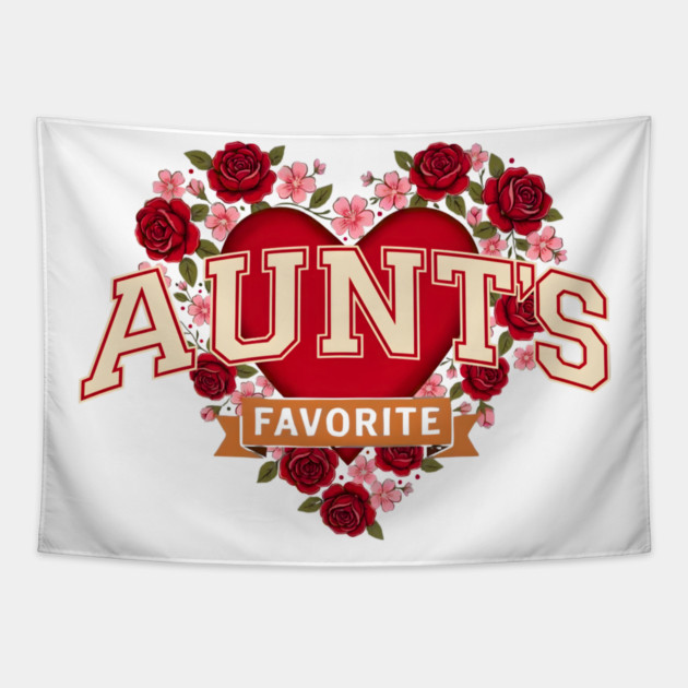 Aunt's Favorite Heart Floral Family Gift Tapestry by ArtistTee ⭐⭐⭐⭐⭐