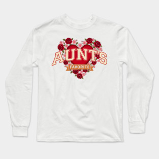 Aunt's Favorite Heart Floral Family Gift Long Sleeve T-Shirt