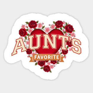 Aunt's Favorite Heart Floral Family Gift Sticker