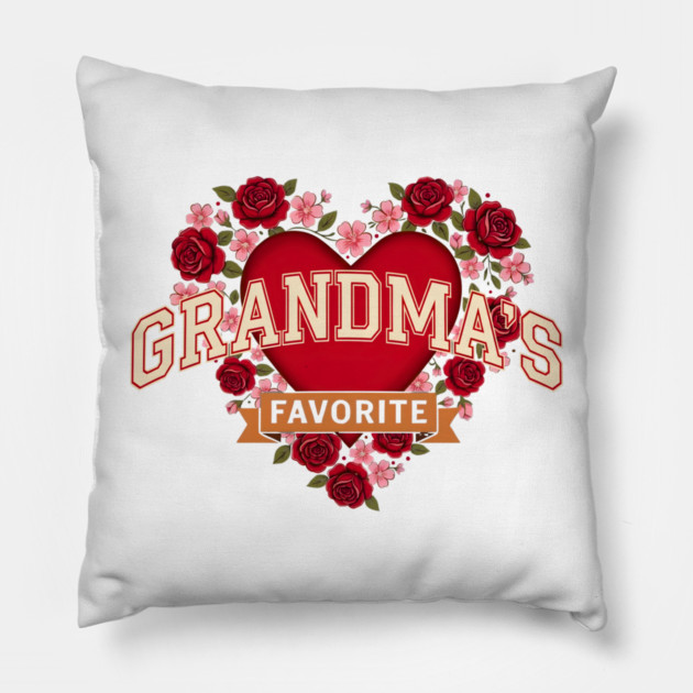 Grandma's Favorite Floral Heart Pillow by ArtistTee ⭐⭐⭐⭐⭐
