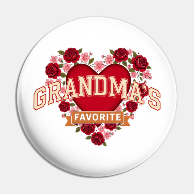 Grandma's Favorite Floral Heart Pin by ArtistTee ⭐⭐⭐⭐⭐
