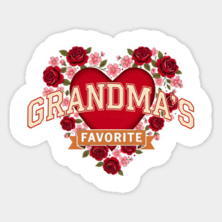 Grandma's Favorite Floral Heart Sticker