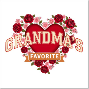 Grandma's Favorite Floral Heart Posters and Art