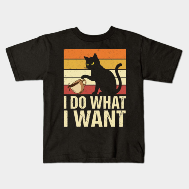 I Do What I Want Cat Coffee Humor Kids T-Shirt by ArtistTee ⭐⭐⭐⭐⭐
