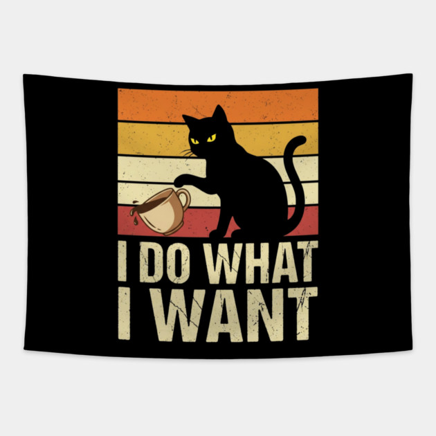 I Do What I Want Cat Coffee Humor Tapestry by ArtistTee ⭐⭐⭐⭐⭐