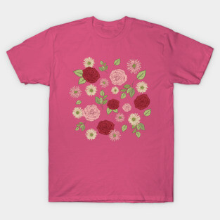 Vintage Roses Pattern T-Shirt
