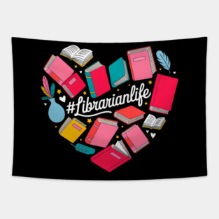 Librarian Life Valentines Bookaholic Reading Book Lovers  Tapestry