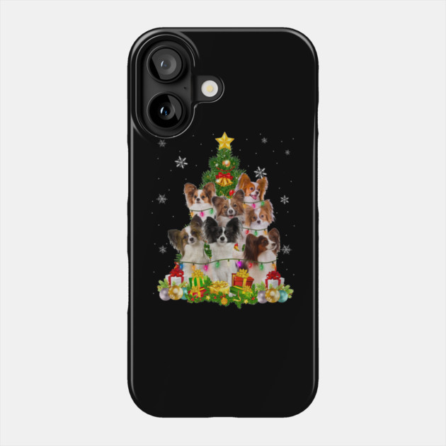 Funny Papillon Christmas Tree Funny Dog Lover Phone Case by yangho