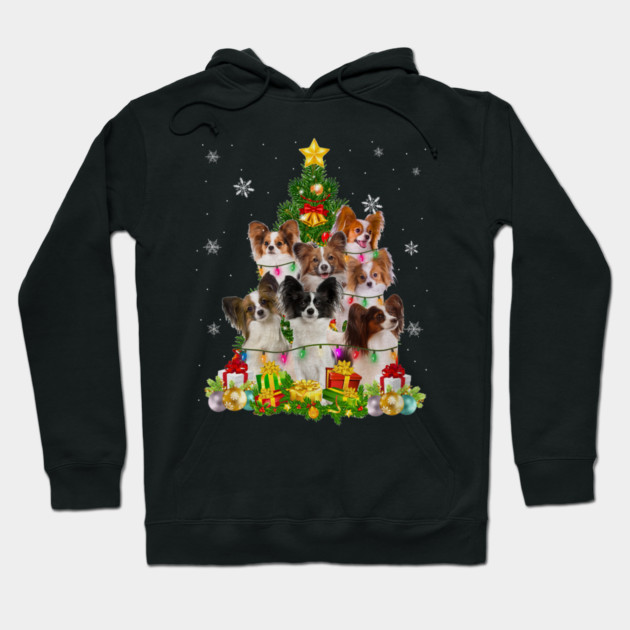 Funny Papillon Christmas Tree Funny Dog Lover Hoodie by yangho