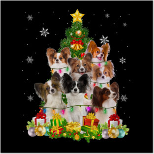 Funny Papillon Christmas Tree Funny Dog Lover Posters and Art