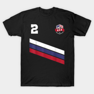 American USA Flag Soccer Jersey Favorite Lucky Number 2 Women Men T-Shirt