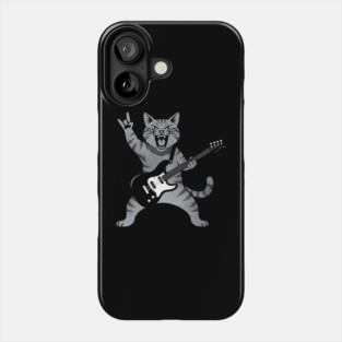 Funny Cat Playing Guitar Rock and Roll Gifts Men Women Kids Phone Case