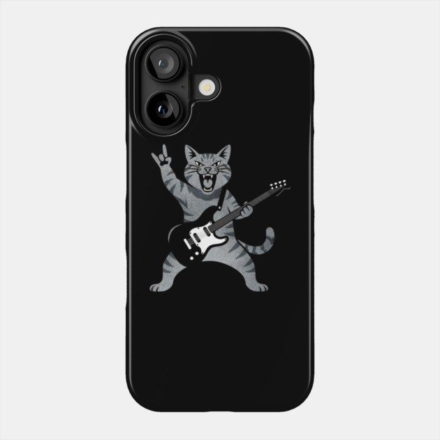Funny Cat Playing Guitar Rock and Roll Gifts Men Women Kids Phone Case by shirtlux