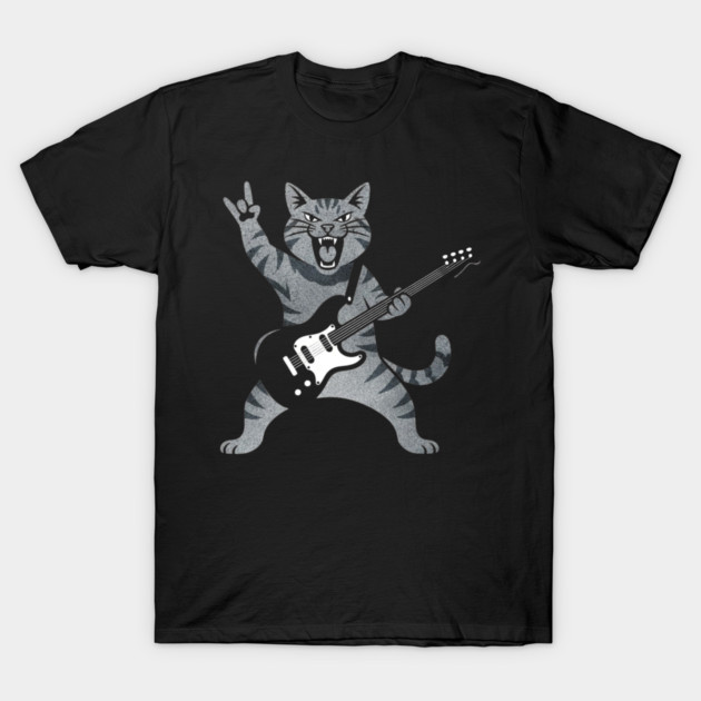 Funny Cat Playing Guitar Rock and Roll Gifts Men Women Kids T-Shirt by shirtlux