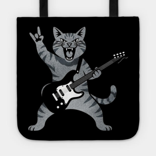 Funny Cat Playing Guitar Rock and Roll Gifts Men Women Kids Tote by shirtlux