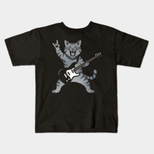 Funny Cat Playing Guitar Rock and Roll Gifts Men Women Kids Kids T-Shirt