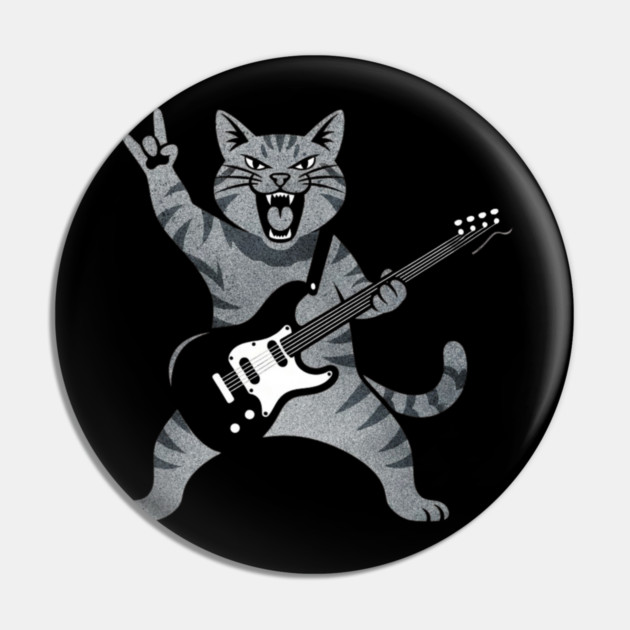 Funny Cat Playing Guitar Rock and Roll Gifts Men Women Kids Pin by shirtlux