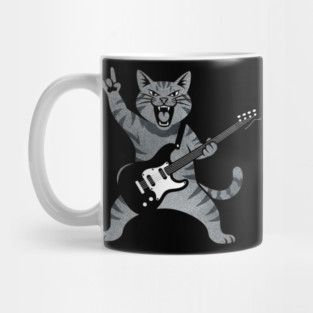 Funny Cat Playing Guitar Rock and Roll Gifts Men Women Kids Mug