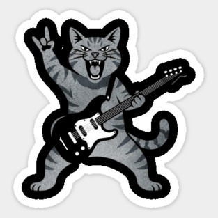 Funny Cat Playing Guitar Rock and Roll Gifts Men Women Kids Magnet