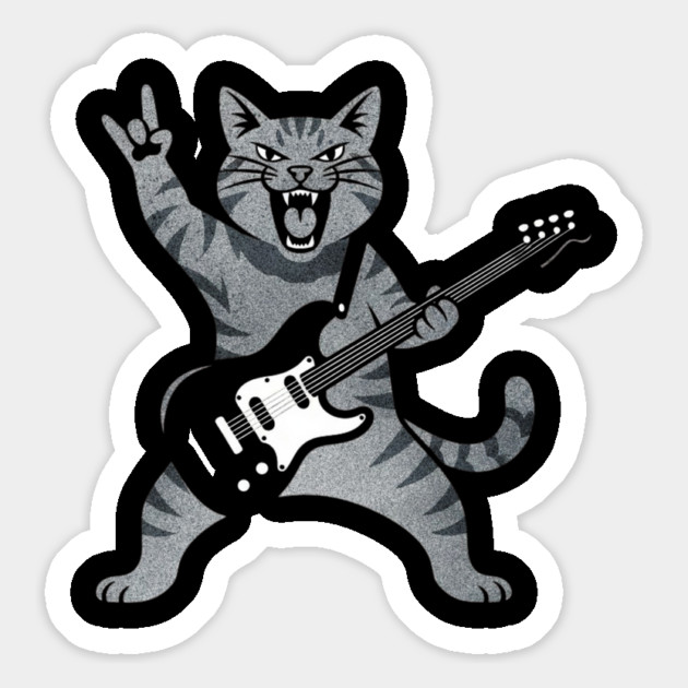 Funny Cat Playing Guitar Rock and Roll Gifts Men Women Kids Magnet by shirtlux