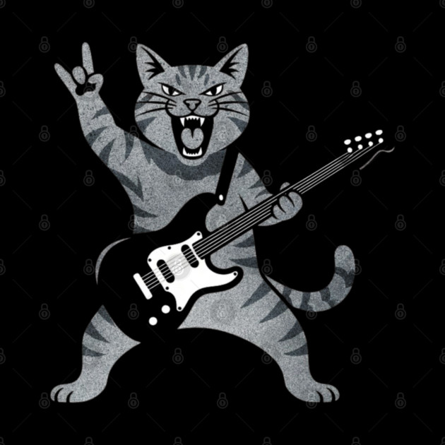 Funny Cat Playing Guitar Rock and Roll Gifts Men Women Kids by shirtlux