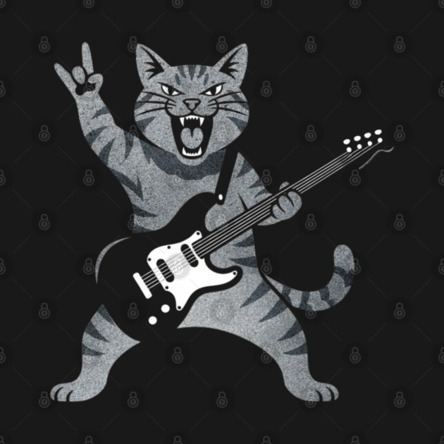 Funny Cat Playing Guitar Rock and Roll Gifts Men Women Kids by shirtlux