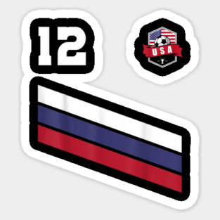 American USA Flag Soccer Jersey Favorite Lucky Number 12 Women Men Sticker