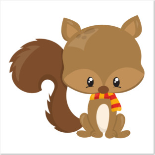 Cute Squirrel, Baby Squirrel, Squirrel With Scarf Posters and Art