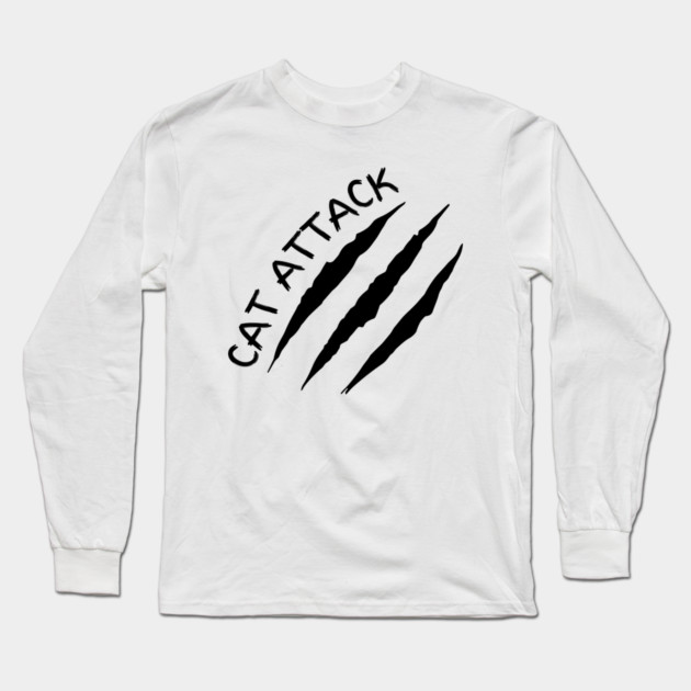 Cat Attack Scratch Claw Marks Feline Warning Long Sleeve T-Shirt by Creatifly Graphic Tees